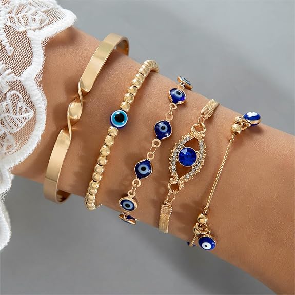 Fashion Evil Eye Charm Lucky Protection Bohemian Stackable Multilayer Beaded Bracelet for Women and Girls - Image 2