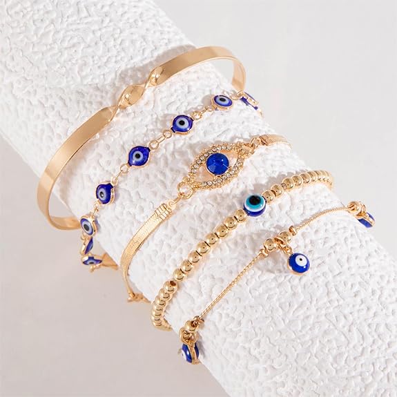 Fashion Evil Eye Charm Lucky Protection Bohemian Stackable Multilayer Beaded Bracelet for Women and Girls - Image 3