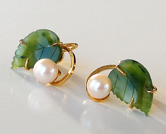 Pearl Leaf Gold Hoop Earrings
